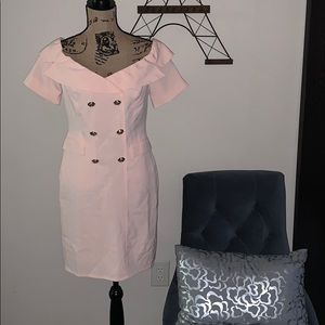 VENUS off the shoulder peach dress!